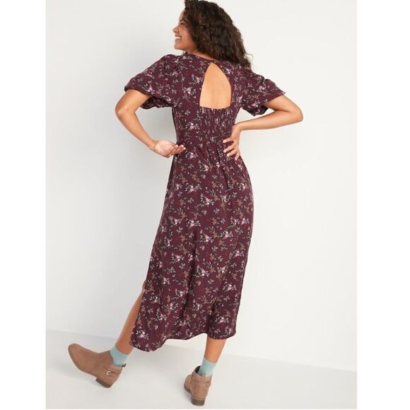 Old Navy Puff Sleeve Floral Maxi Shift Dress Size 2X - Picture 2 of 12